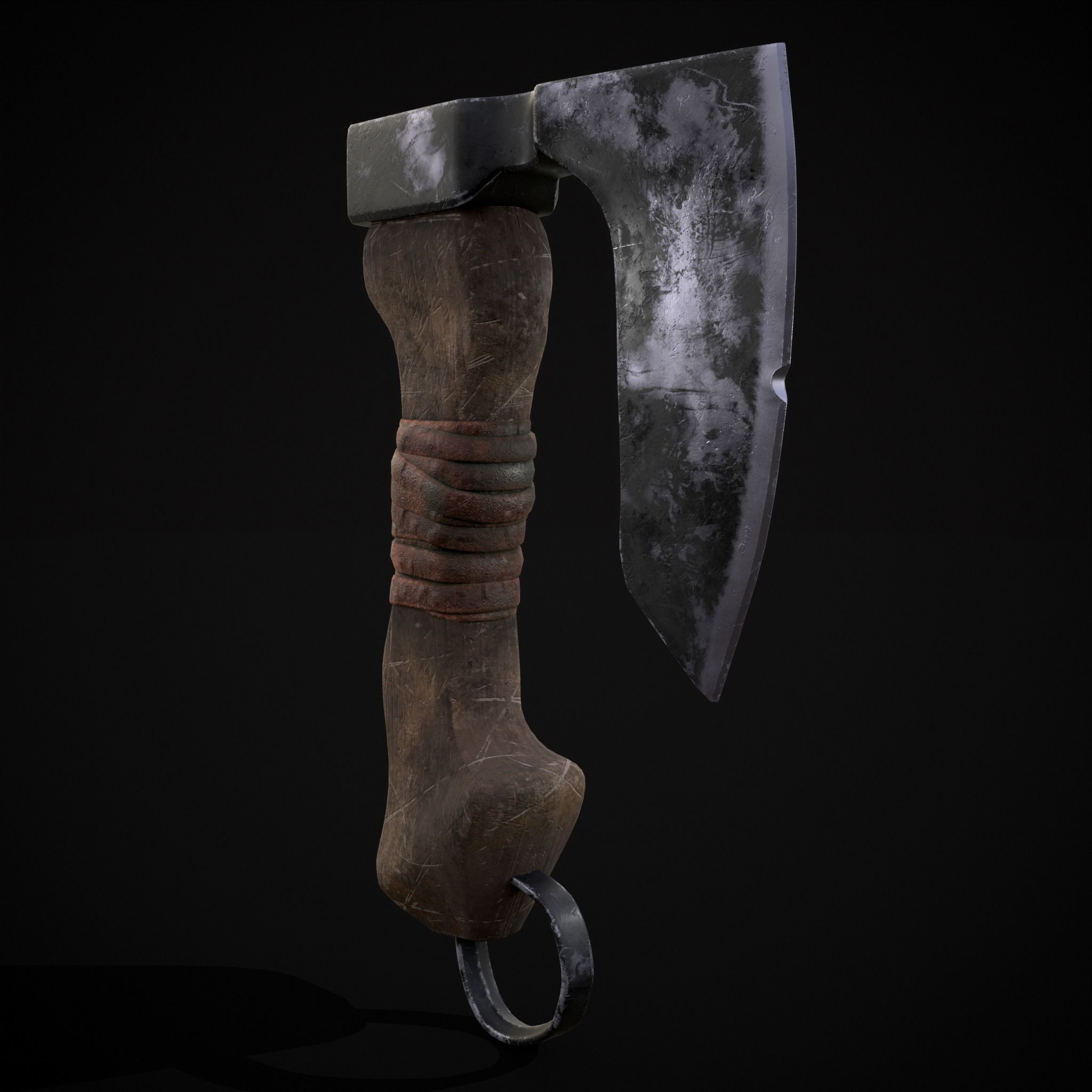 Mini Bearded Hand Axe Low-poly 3D model_9