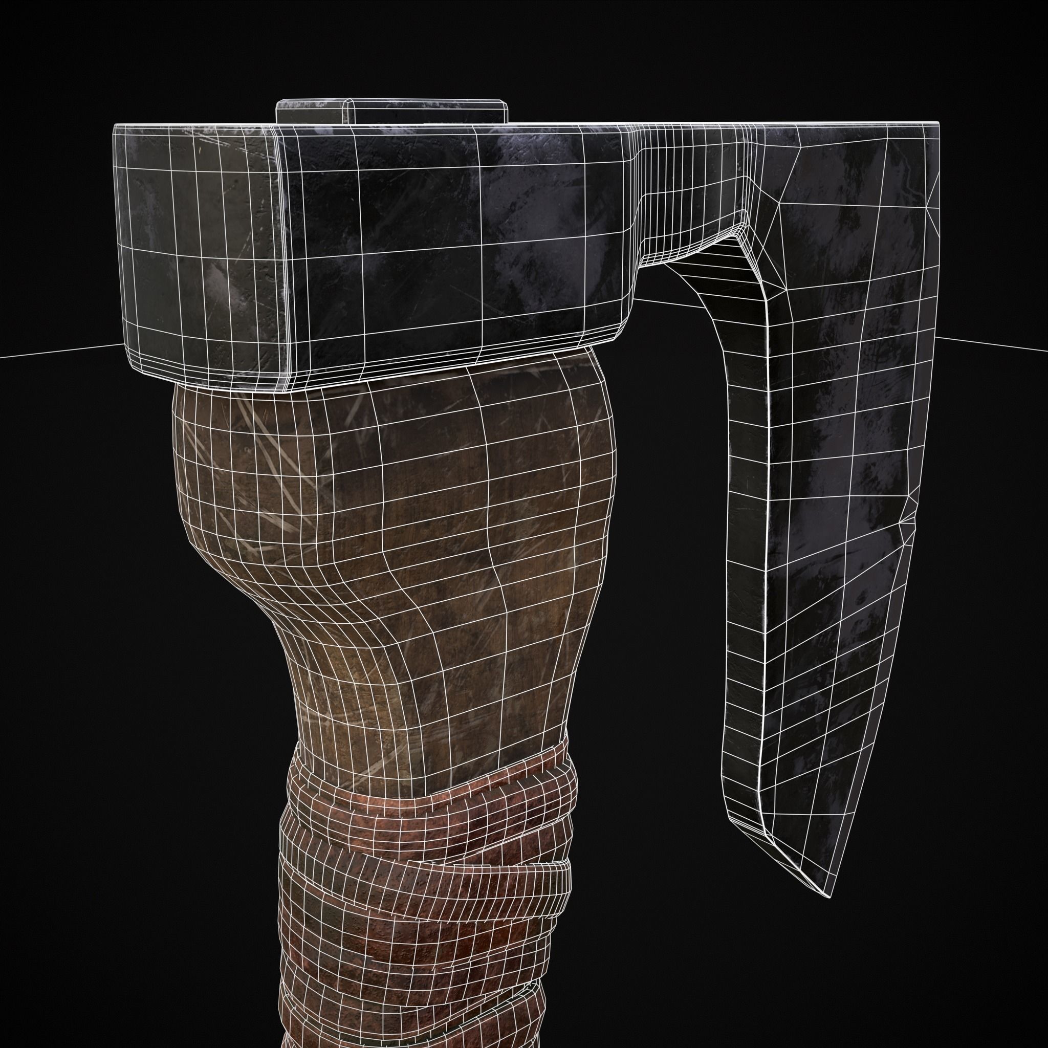 Mini Bearded Hand Axe Low-poly 3D model_18