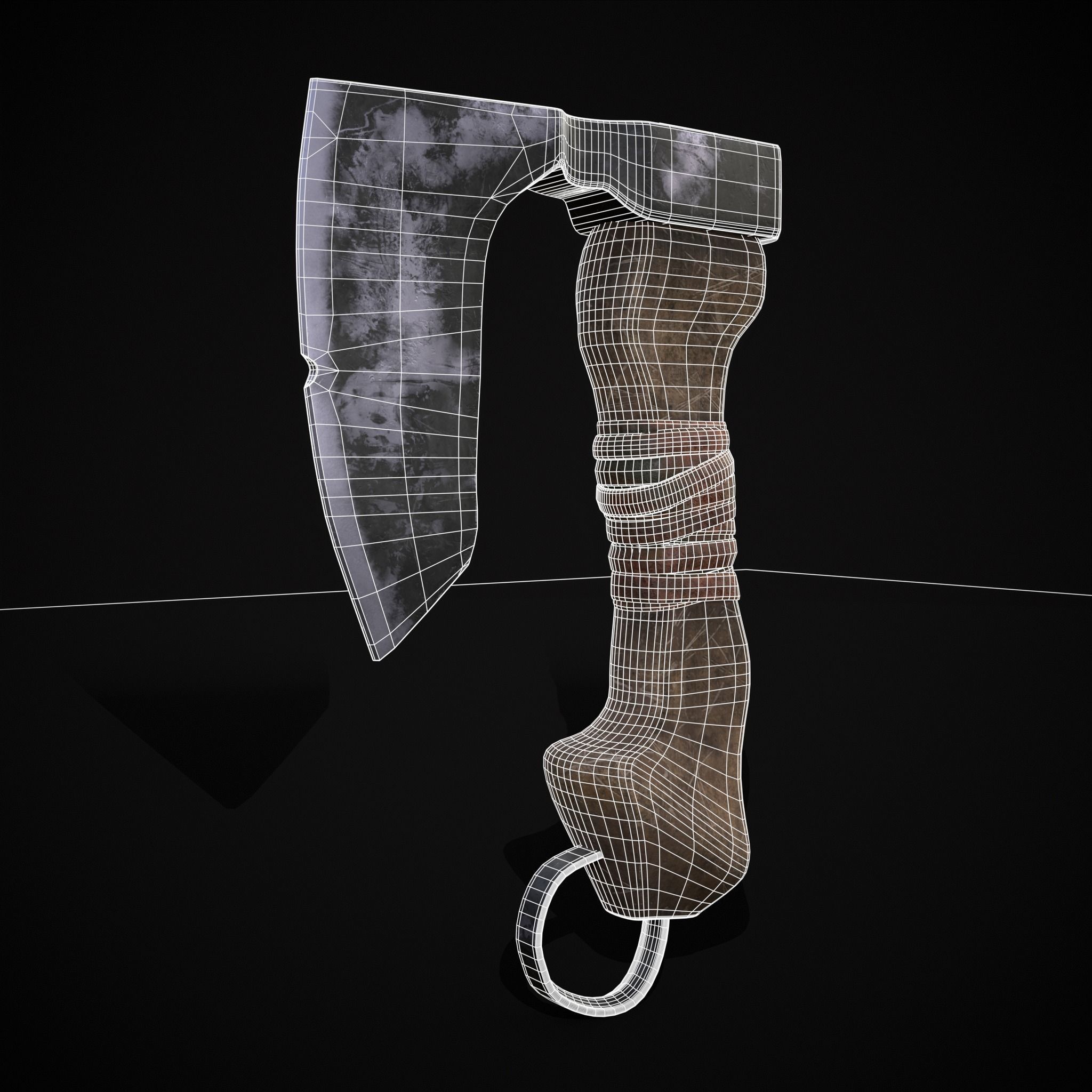 Mini Bearded Hand Axe Low-poly 3D model_22