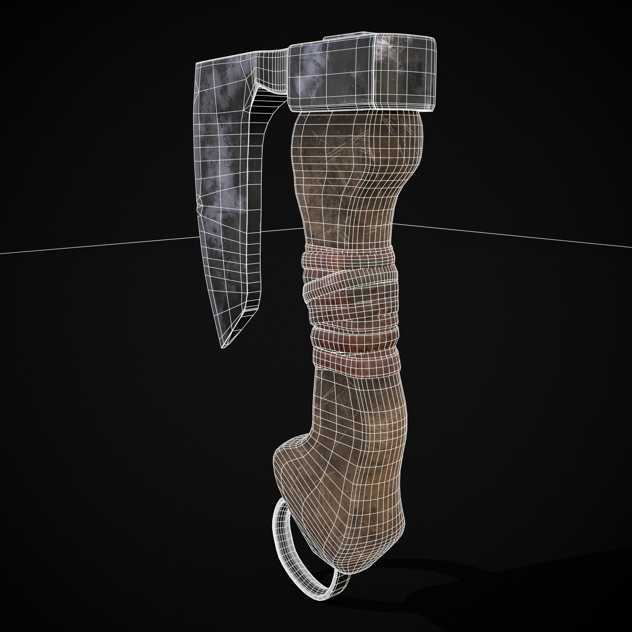 Mini Bearded Hand Axe Low-poly 3D model_40