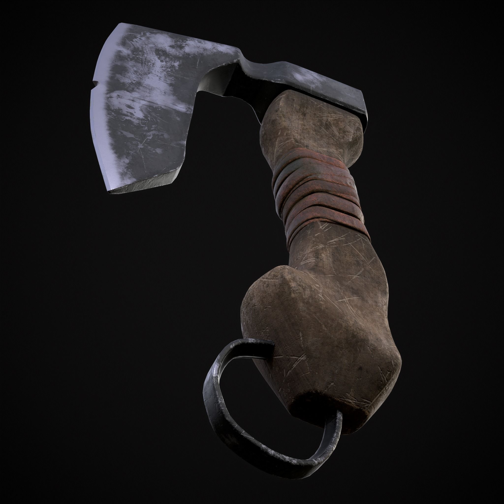 Mini Bearded Hand Axe Low-poly 3D model_5