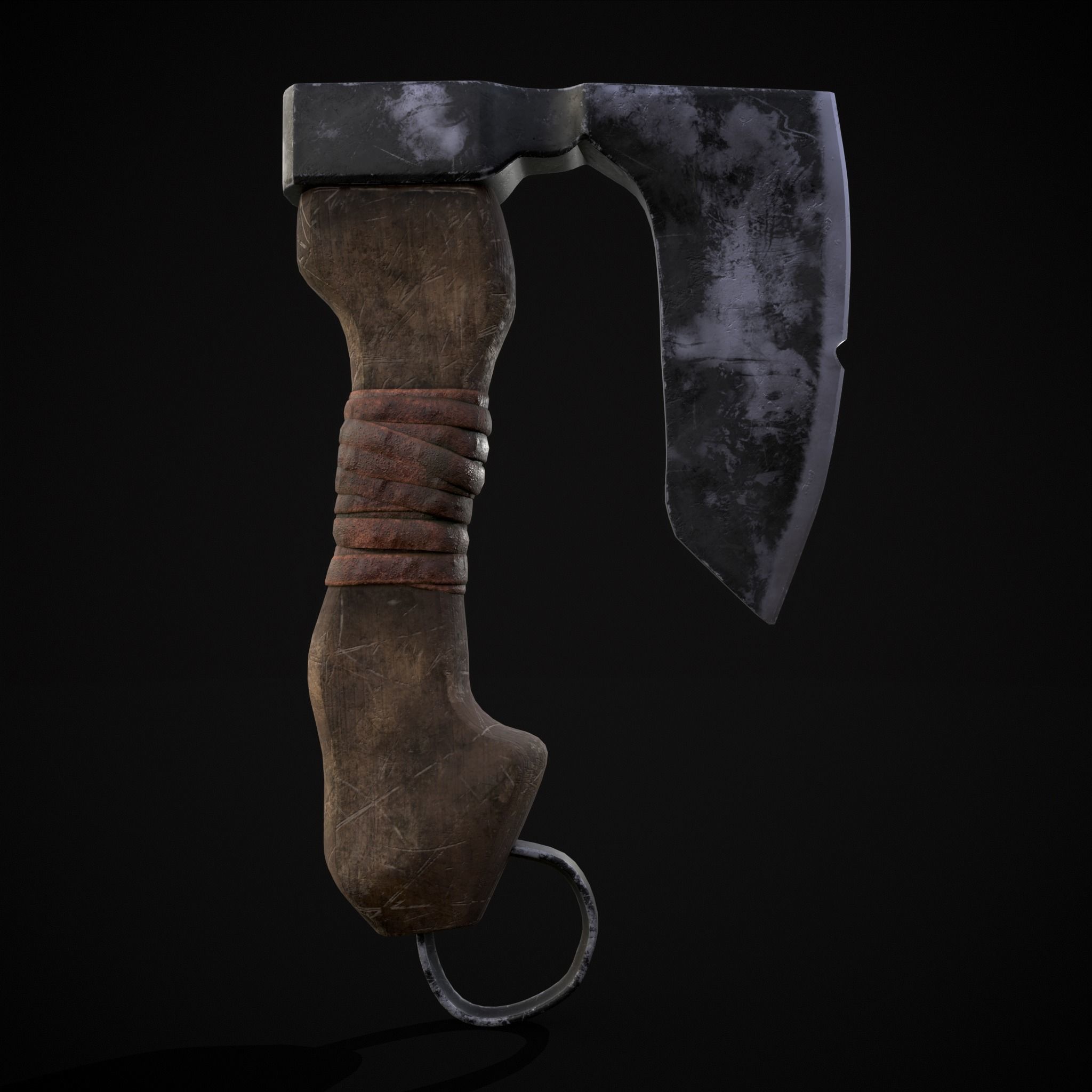 Mini Bearded Hand Axe Low-poly 3D model_23