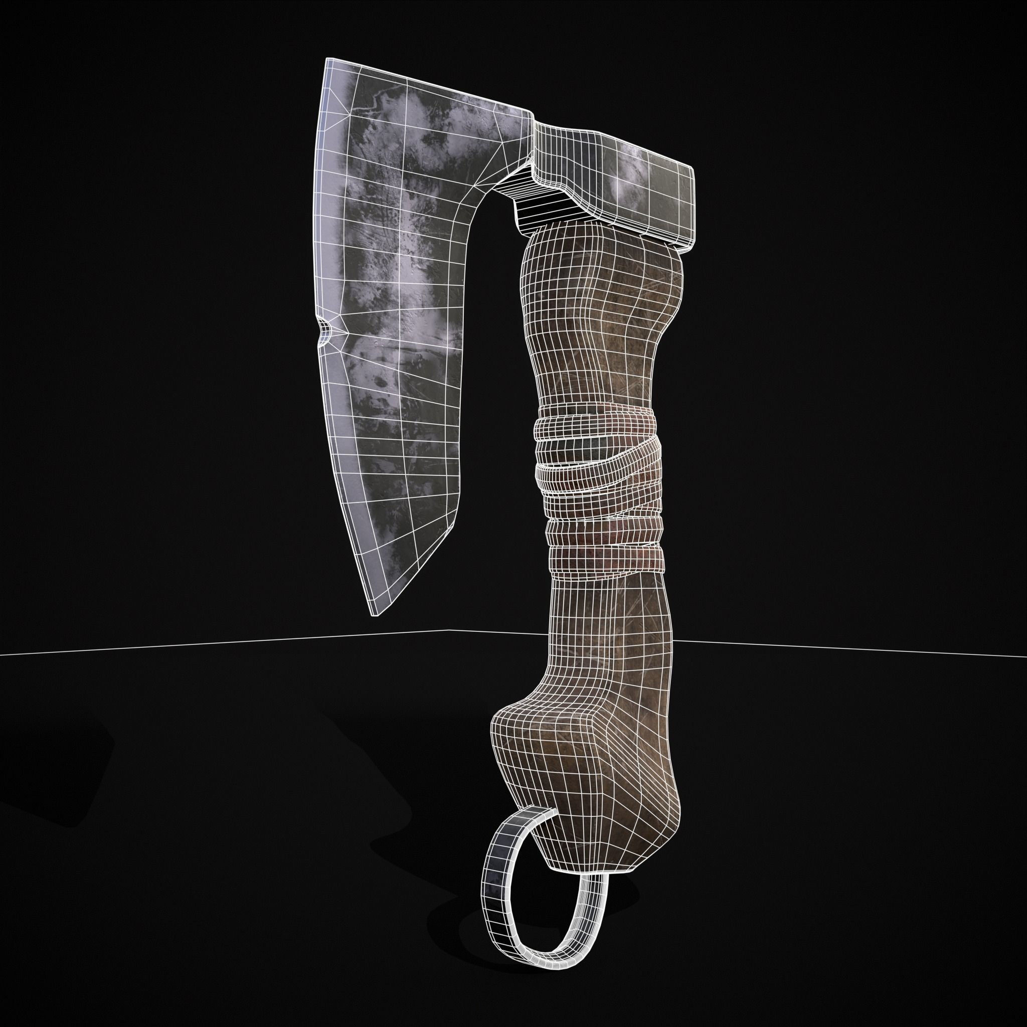 Mini Bearded Hand Axe Low-poly 3D model_2