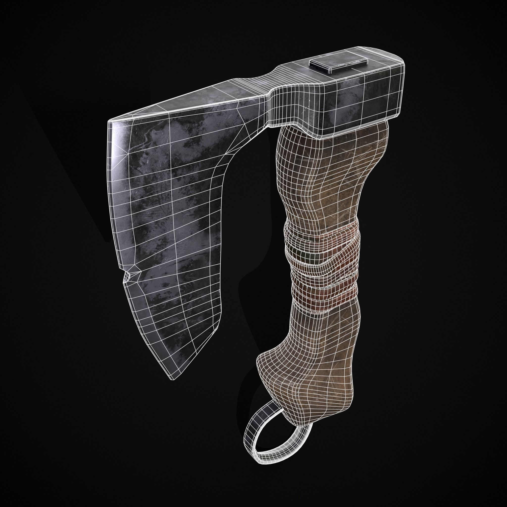 Mini Bearded Hand Axe Low-poly 3D model_32