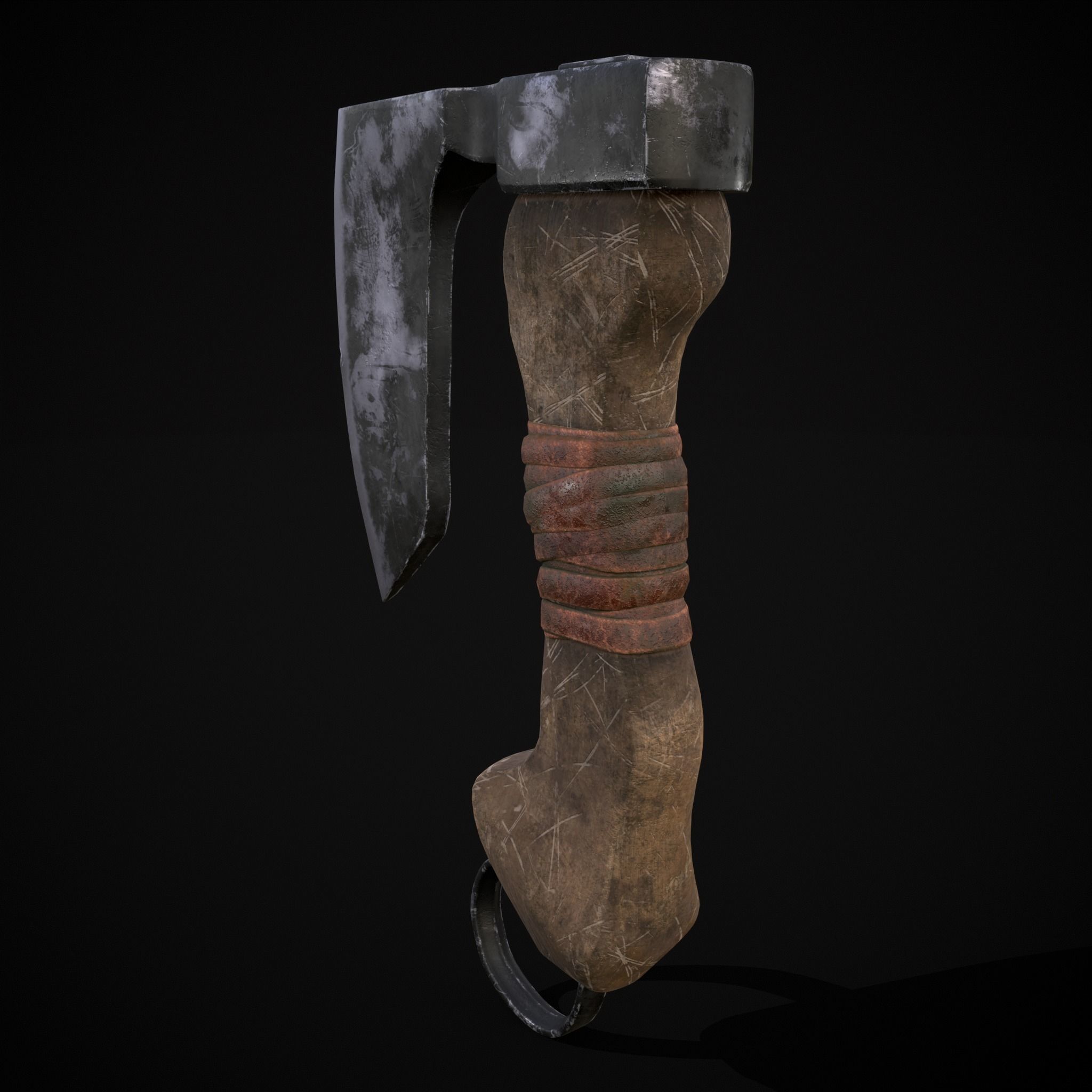 Mini Bearded Hand Axe Low-poly 3D model_39