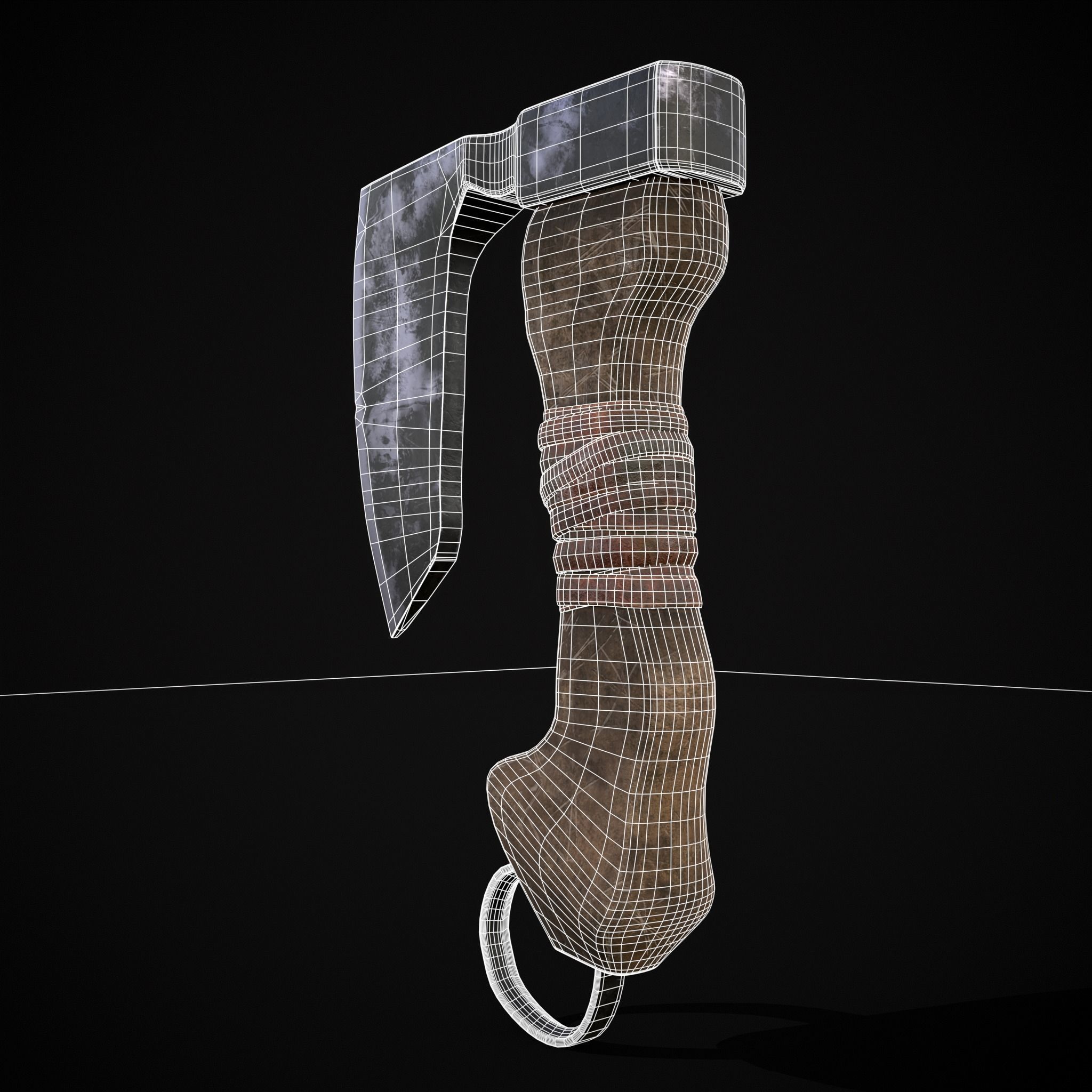 Mini Bearded Hand Axe Low-poly 3D model_26