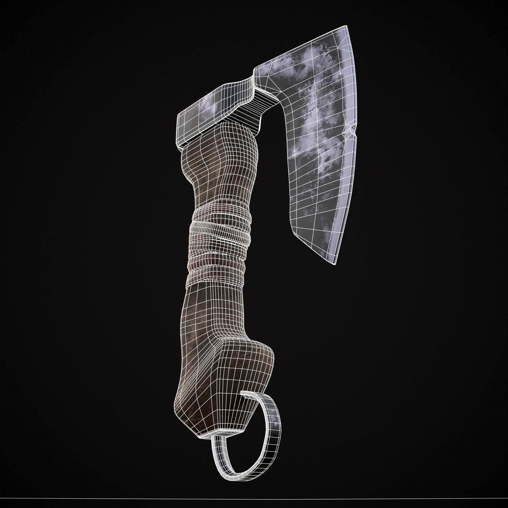 Mini Bearded Hand Axe Low-poly 3D model_36