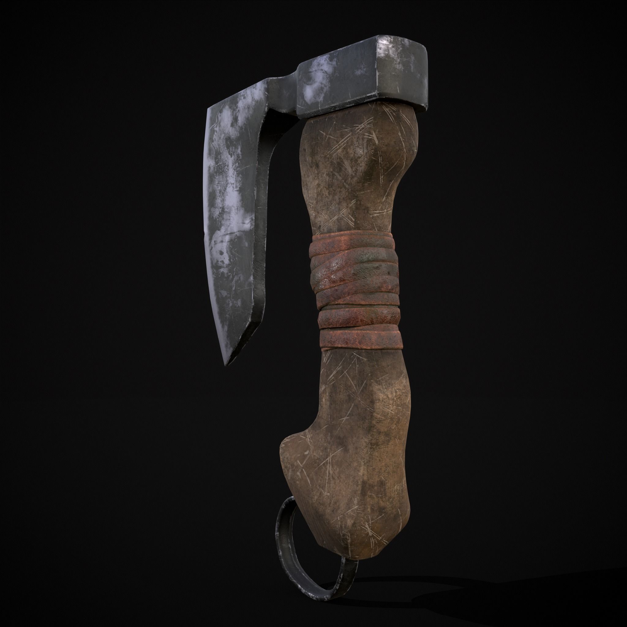 Mini Bearded Hand Axe Low-poly 3D model_25