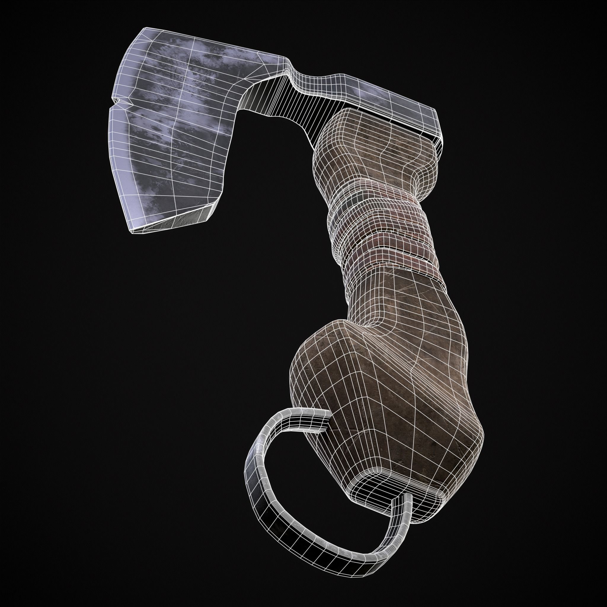 Mini Bearded Hand Axe Low-poly 3D model_6