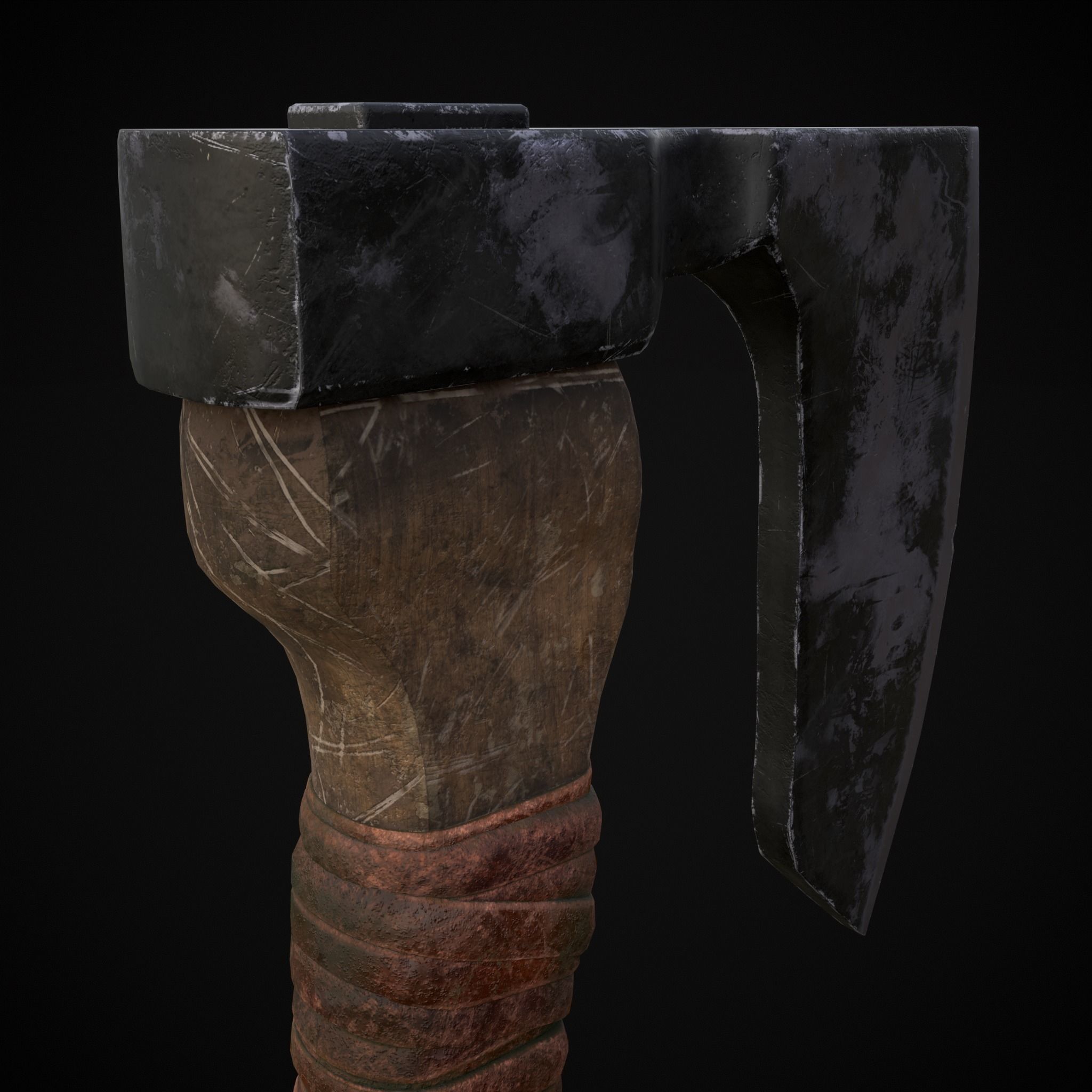 Mini Bearded Hand Axe Low-poly 3D model_17