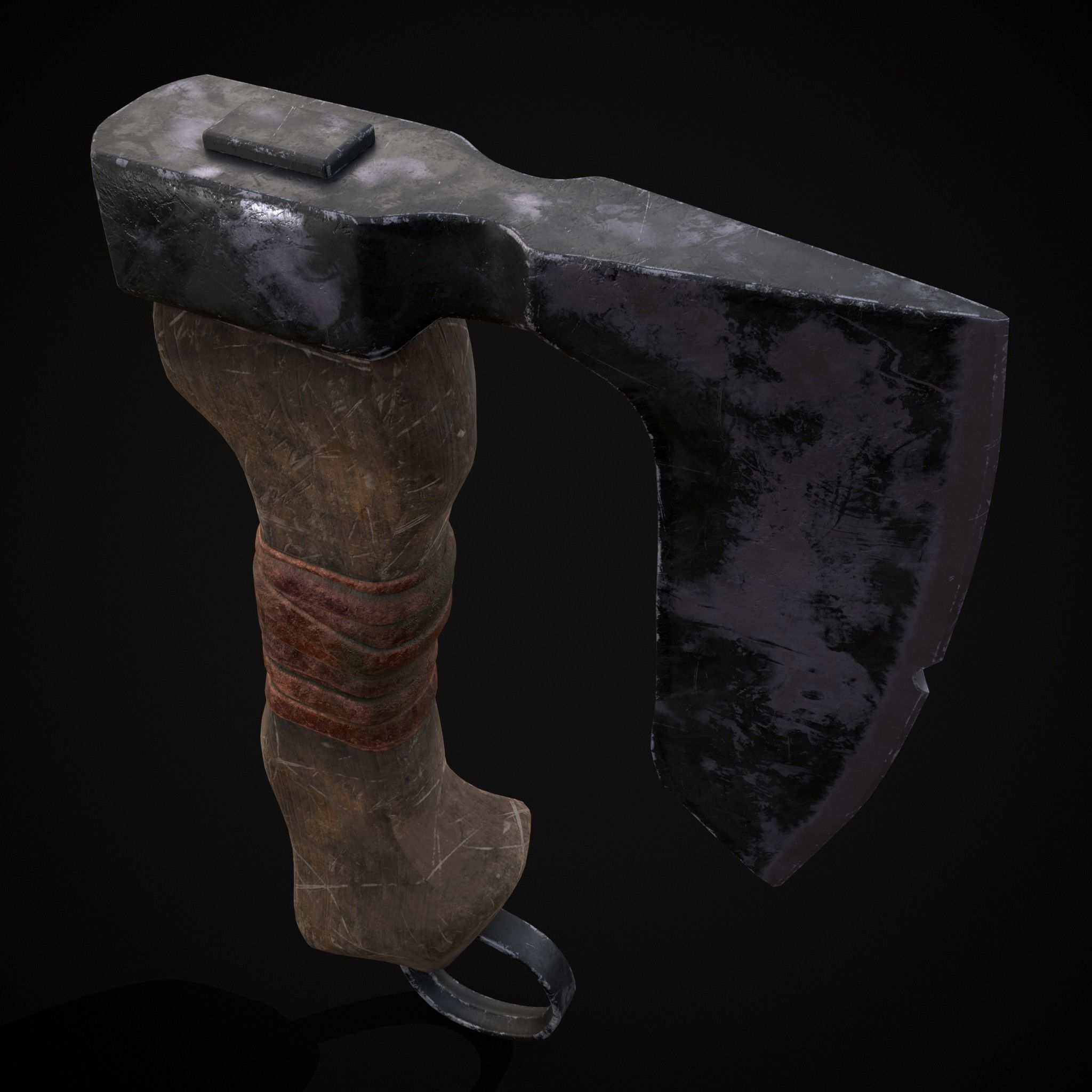 Mini Bearded Hand Axe Low-poly 3D model_29