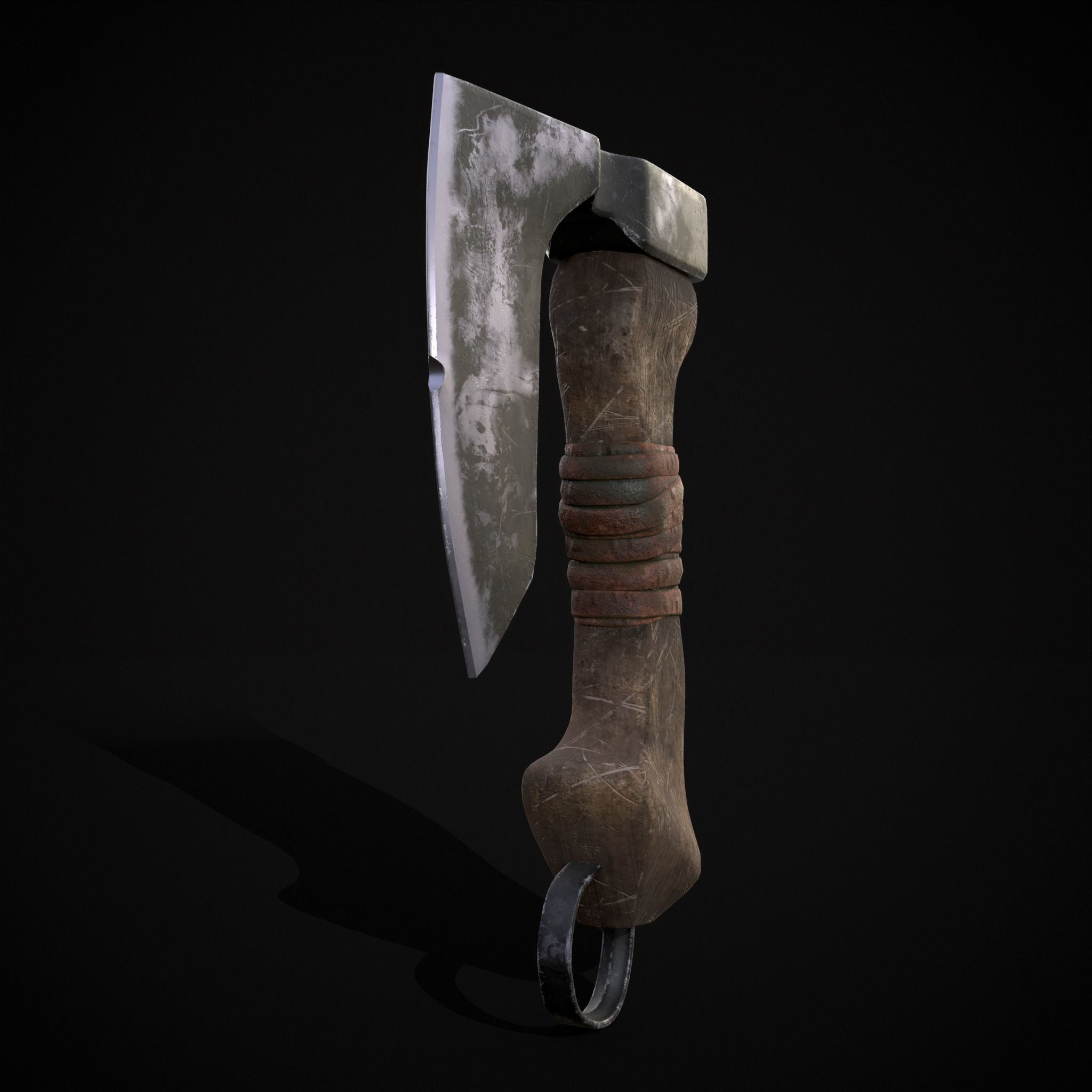 Mini Bearded Hand Axe Low-poly 3D model_7