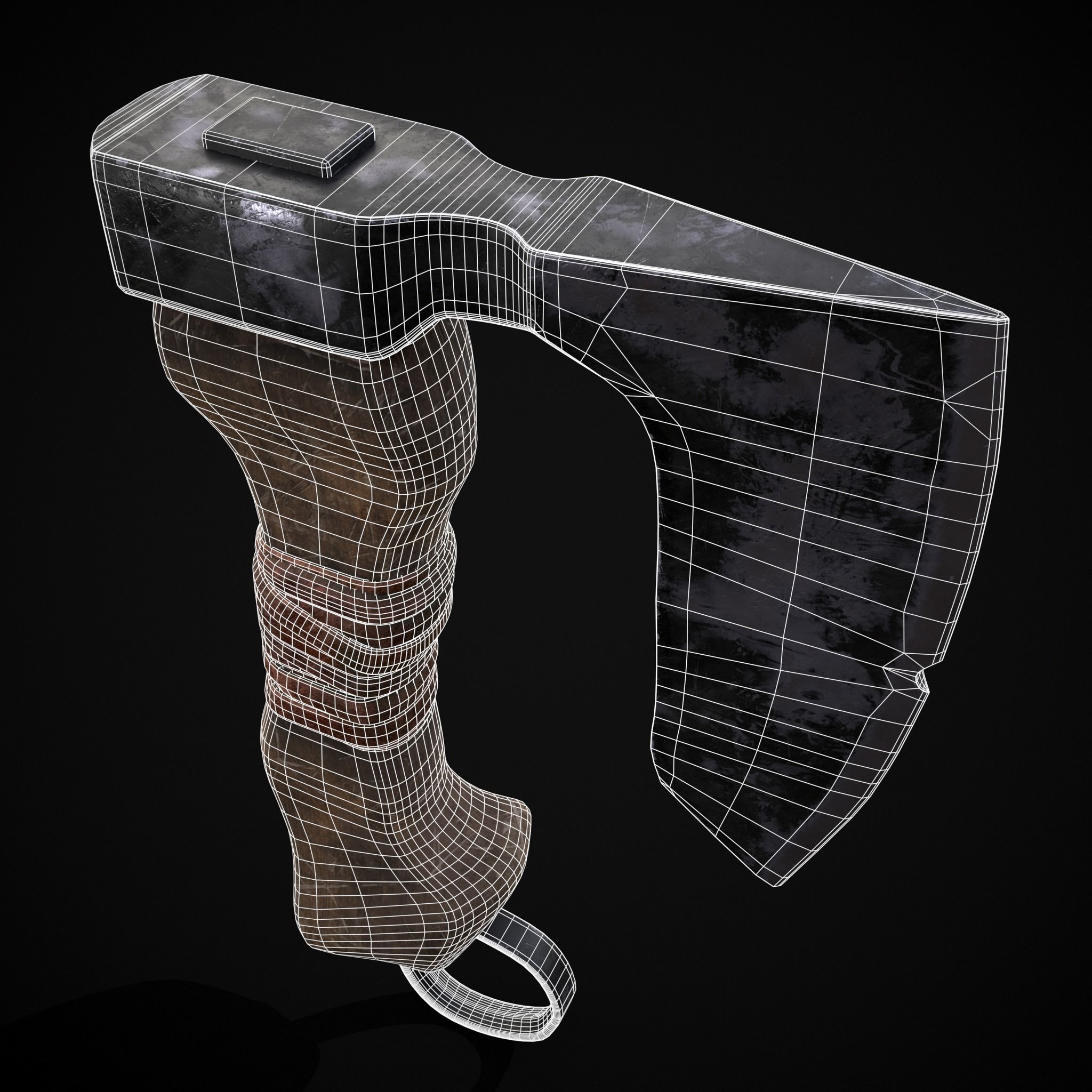 Mini Bearded Hand Axe Low-poly 3D model_30