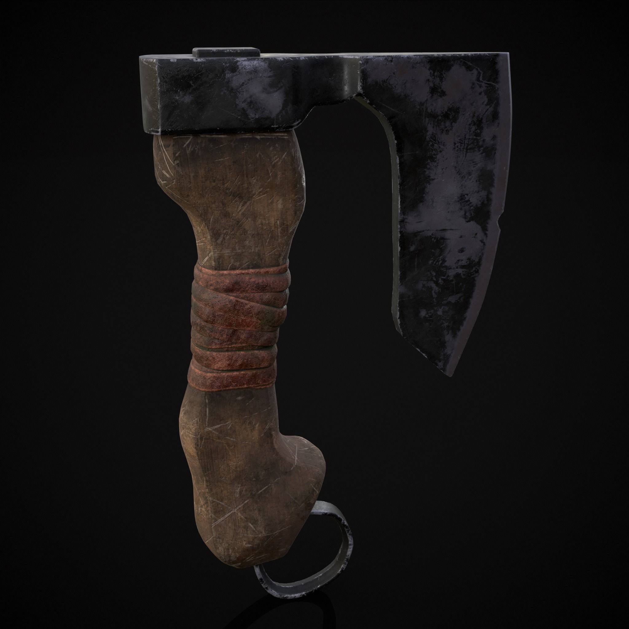 Mini Bearded Hand Axe Low-poly 3D model_37