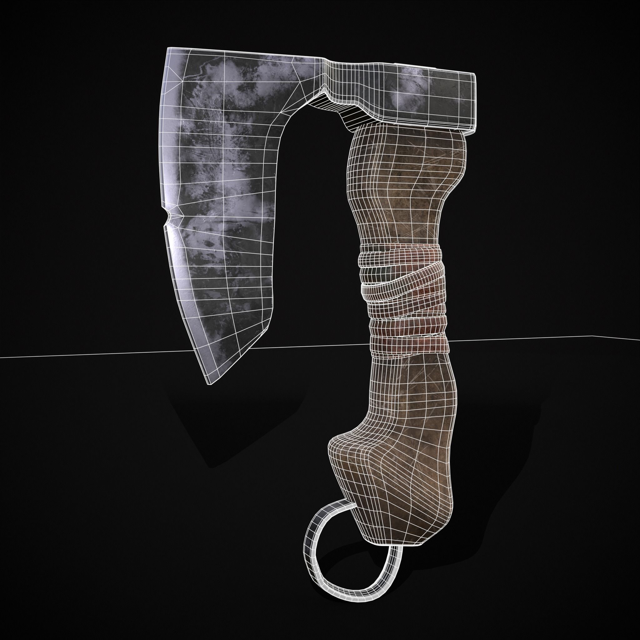 Mini Bearded Hand Axe Low-poly 3D model_34