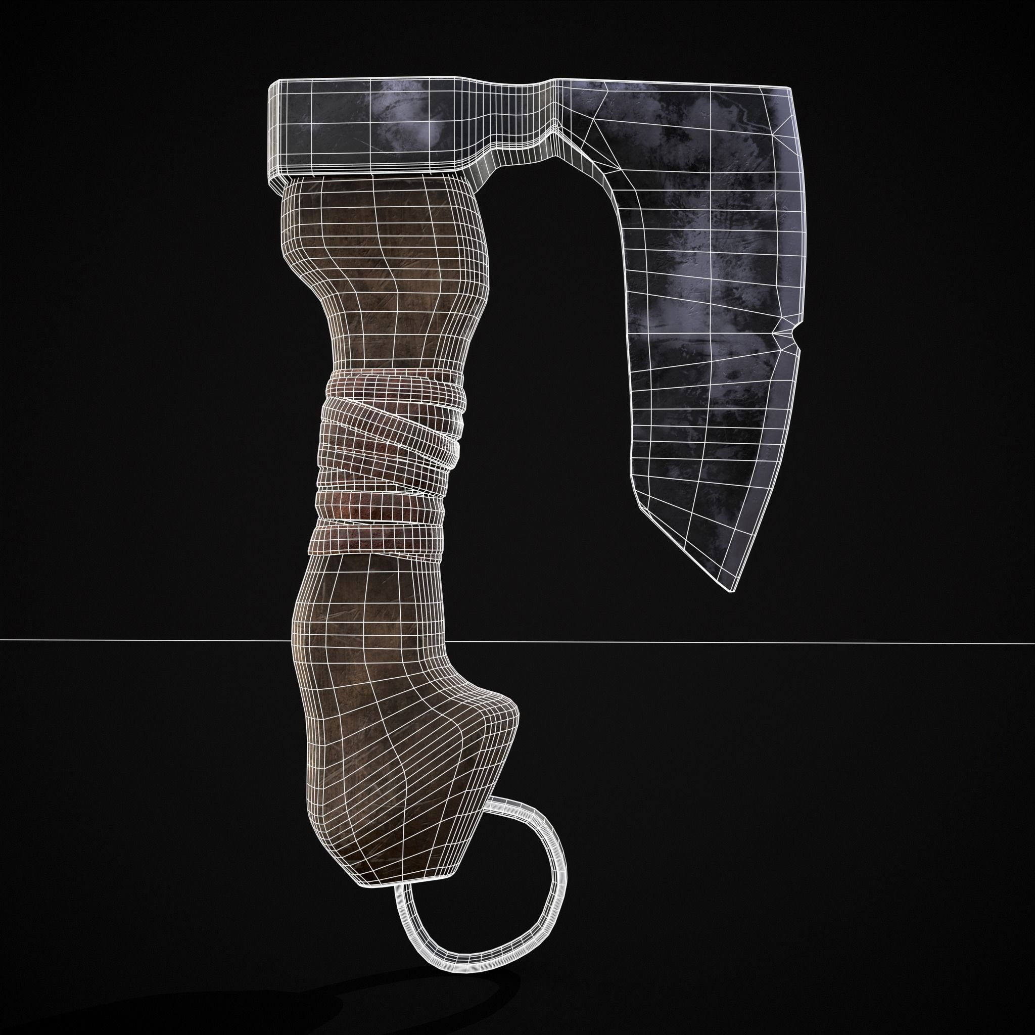 Mini Bearded Hand Axe Low-poly 3D model_24