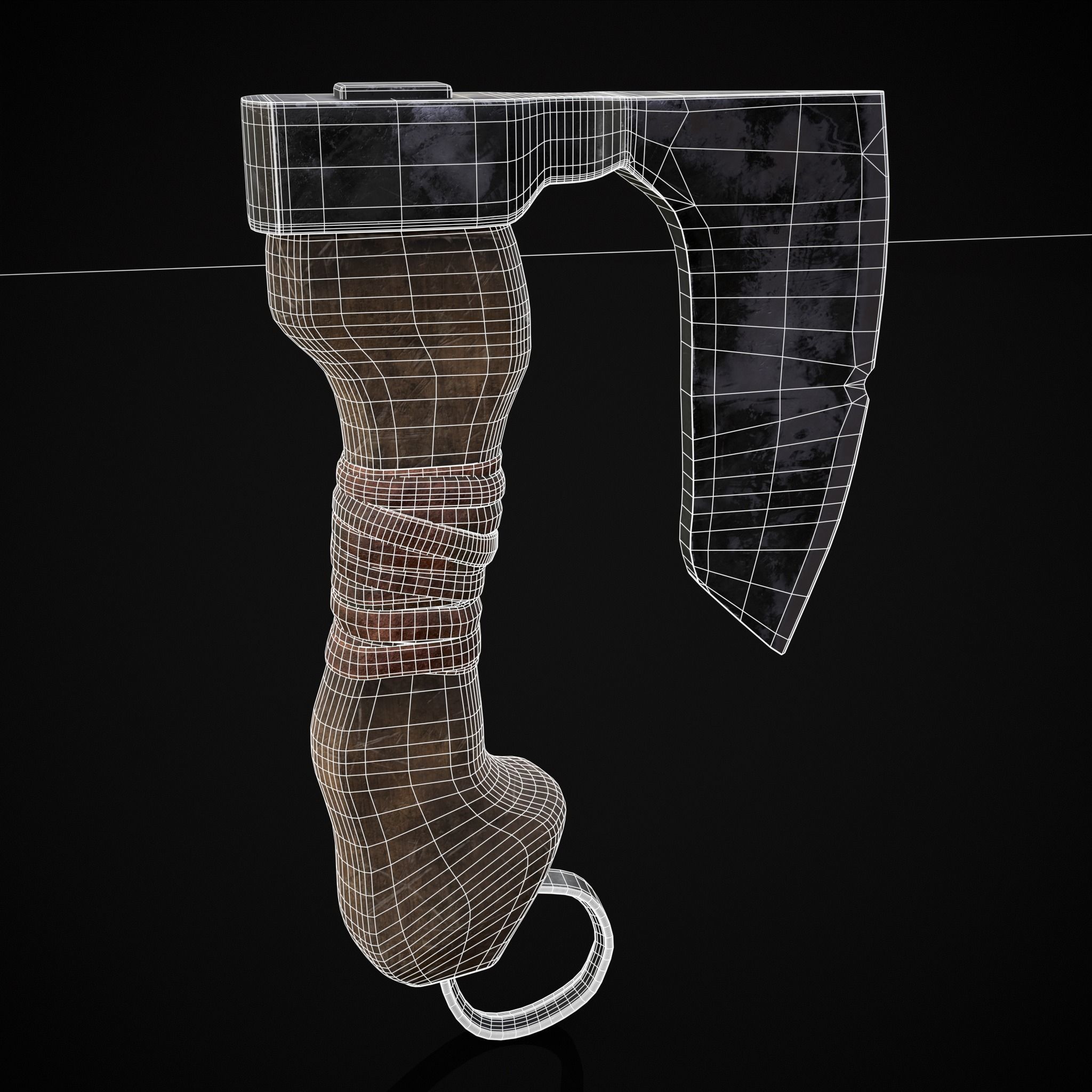 Mini Bearded Hand Axe Low-poly 3D model_38