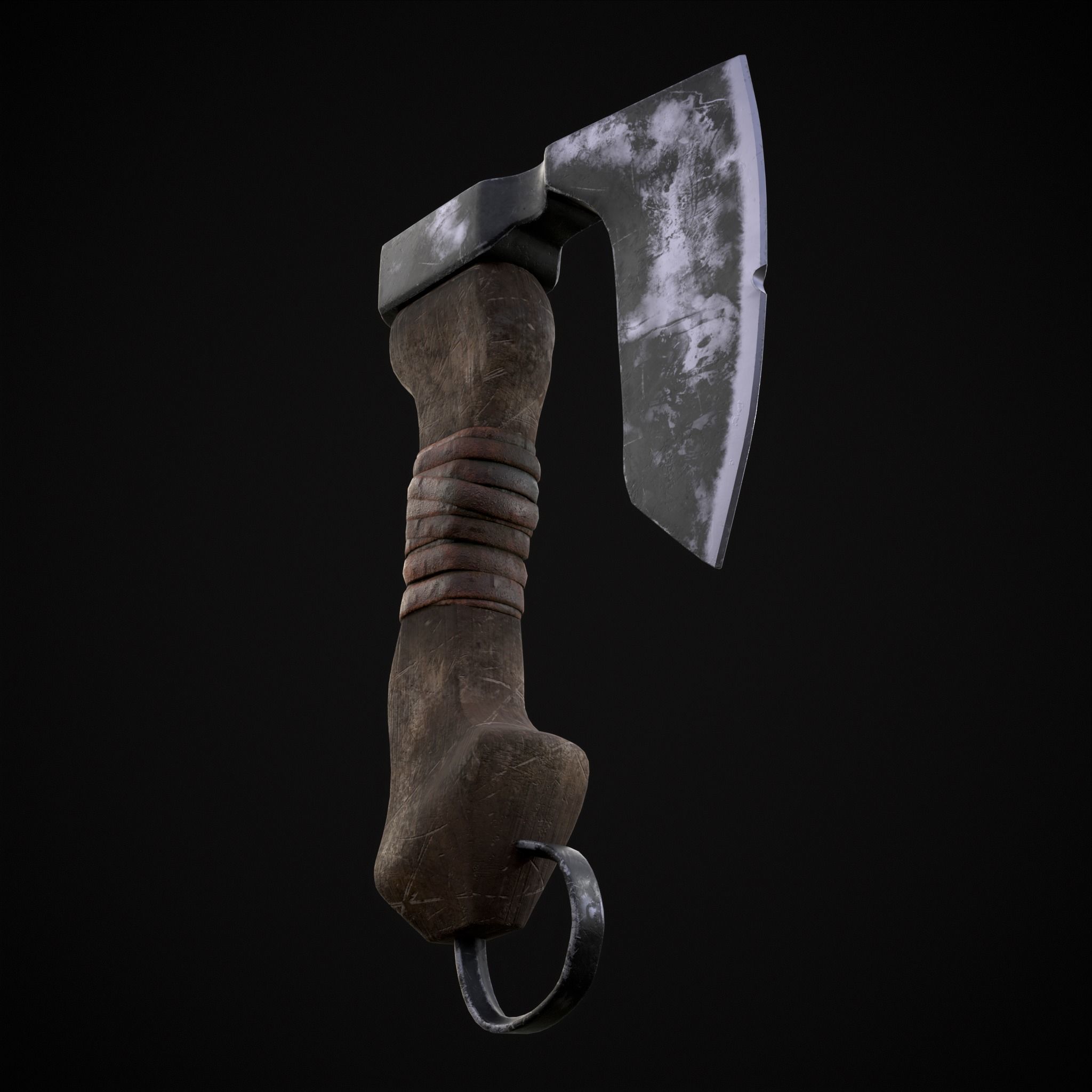 Mini Bearded Hand Axe Low-poly 3D model_35