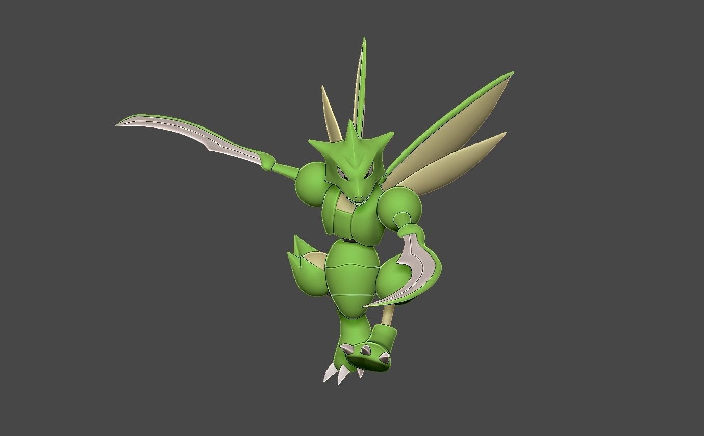 Pokemon scyther 3D print model_3