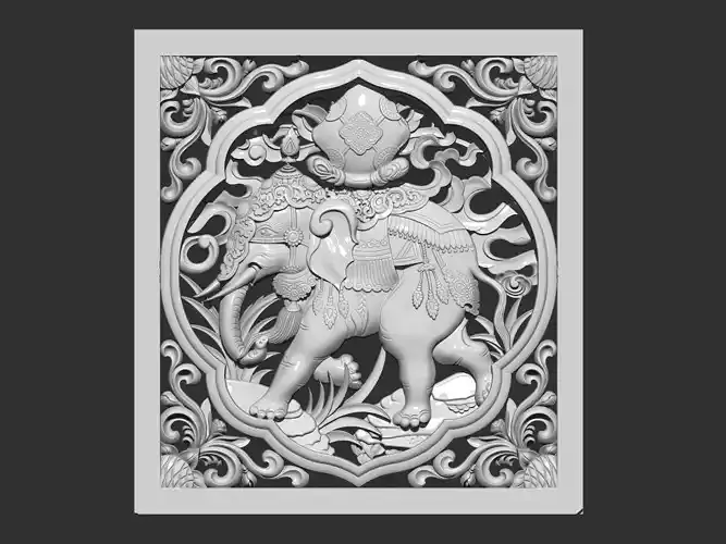 elephant pattern decoration 3D print model