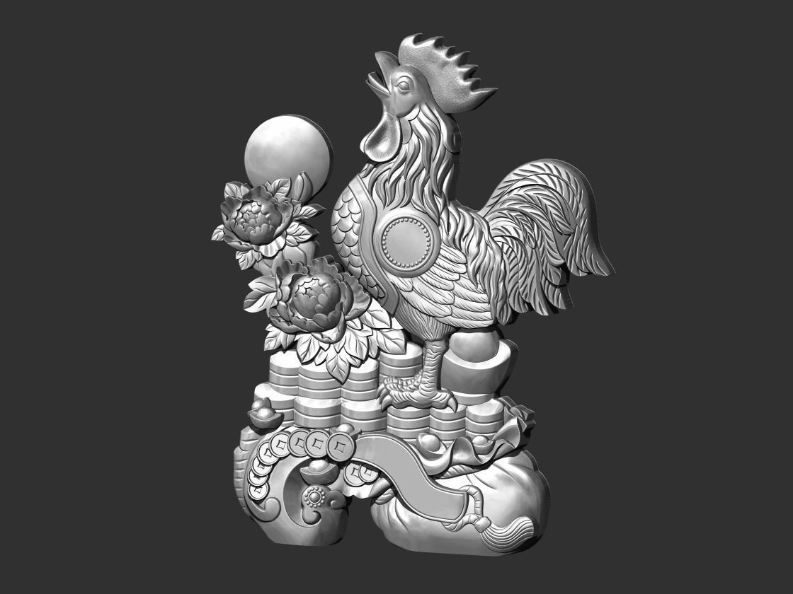 rooster silhouette of 3D print model_1