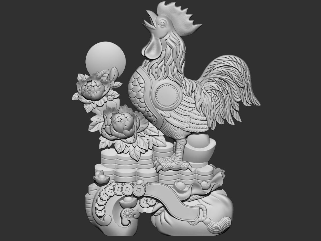 rooster silhouette of 3D print model_6