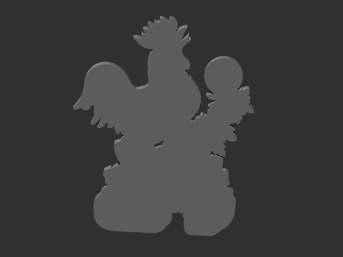 rooster silhouette of 3D print model_4