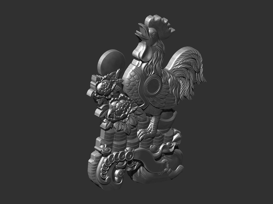 rooster silhouette of 3D print model_3