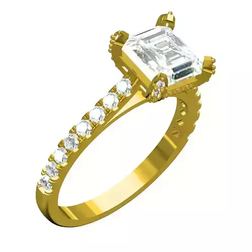 Antique Emerald Cut Diamond Solitaire Engagement Women Ring