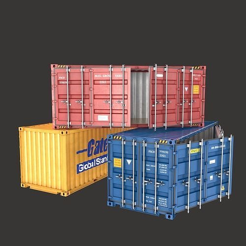 20 FT Side Opening Container Low-poly 3d model Low-poly 3D model