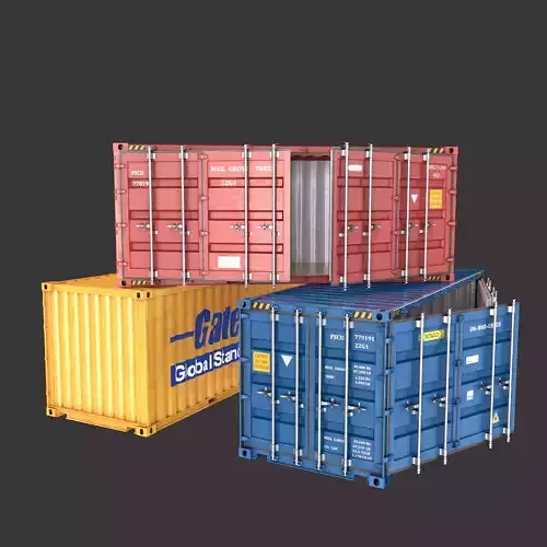 20 FT Side Opening Container Low-poly 3d model Low-poly 3D model