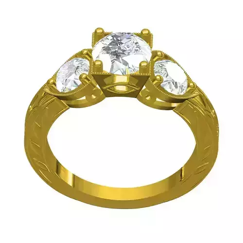 Triple Round Stone Womens Engagement Ring