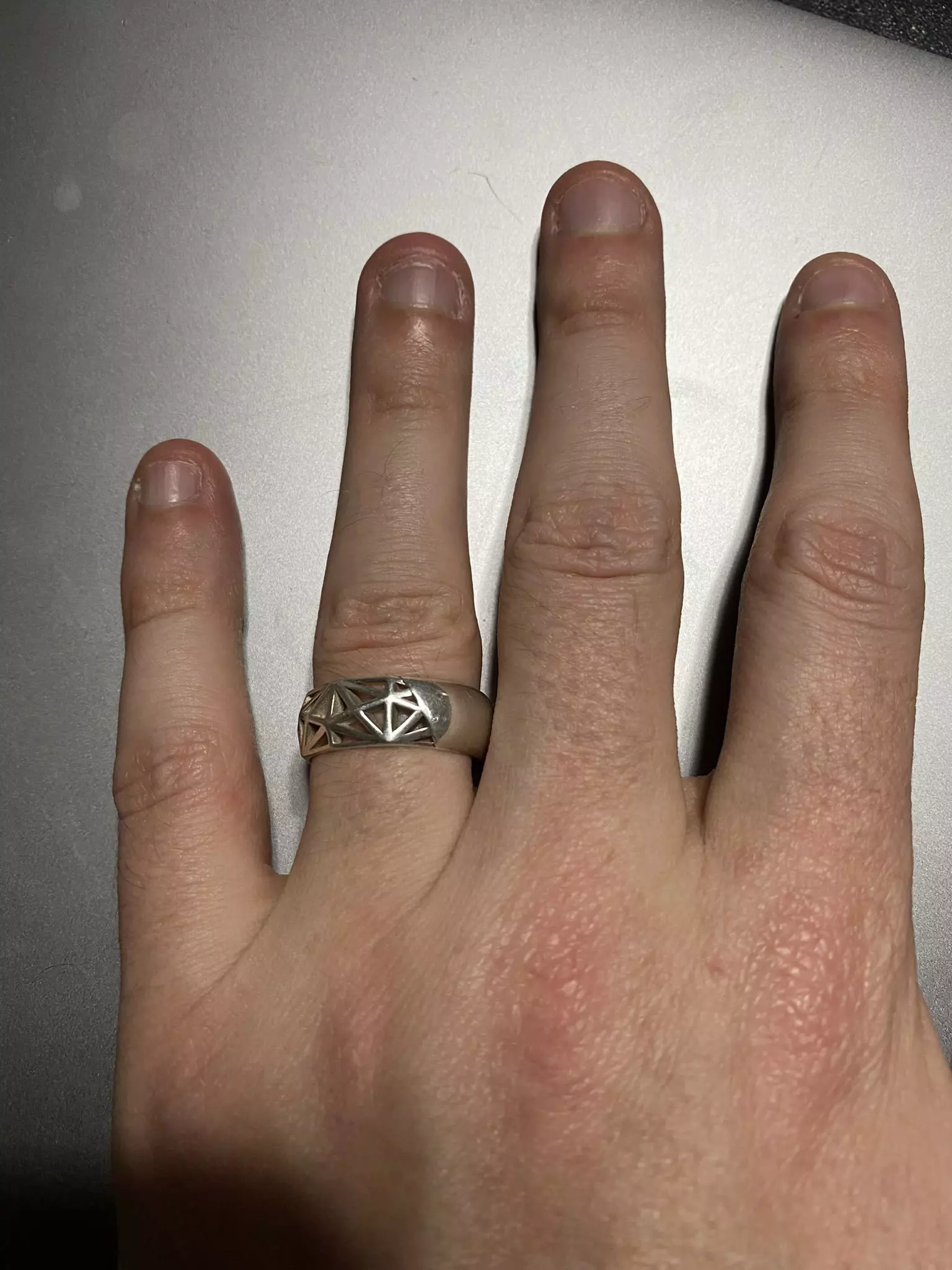 Futuristic Geometric Low Poly Wireframe Finger Ring 3D print model