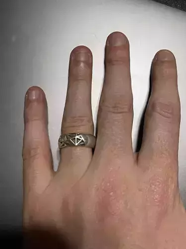 Futuristic Geometric Low Poly Wireframe Finger Ring