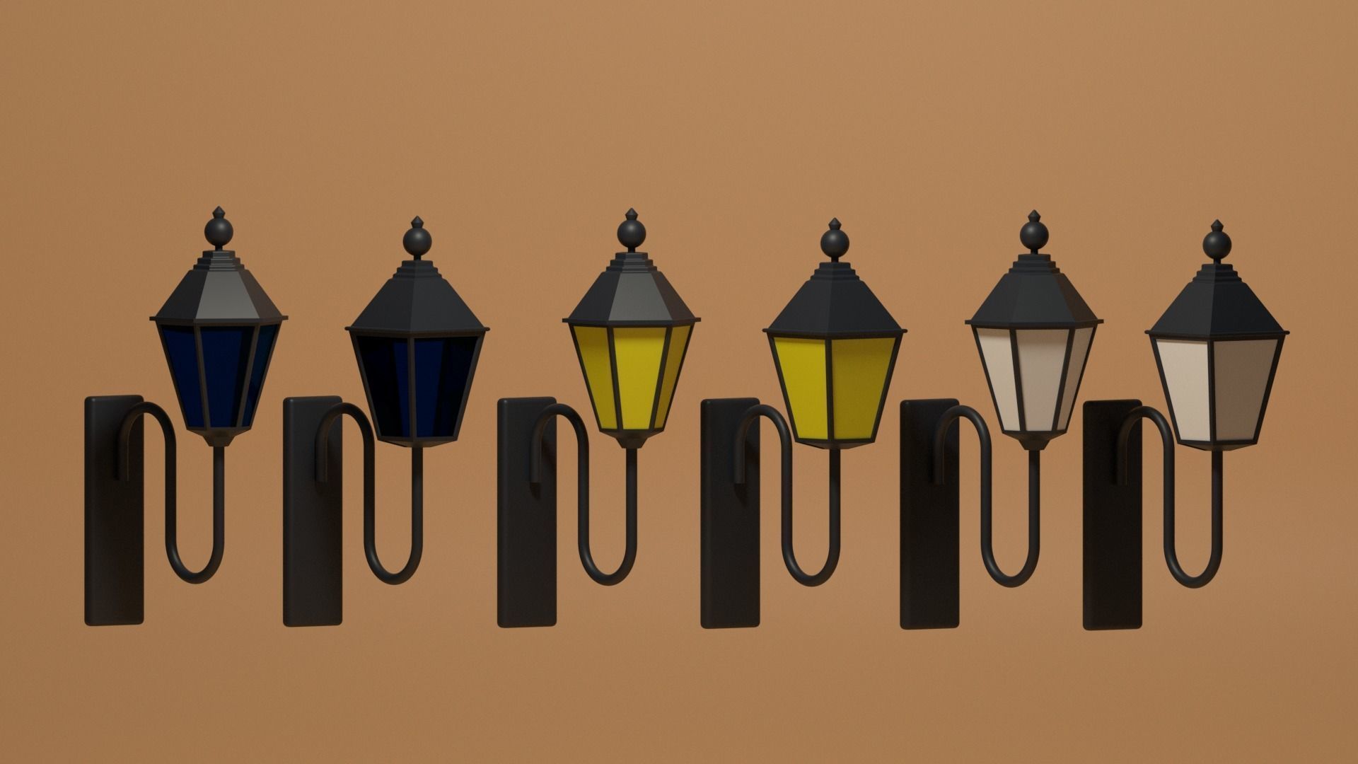 Cartoon Wall Lamps Collection 3D model_6