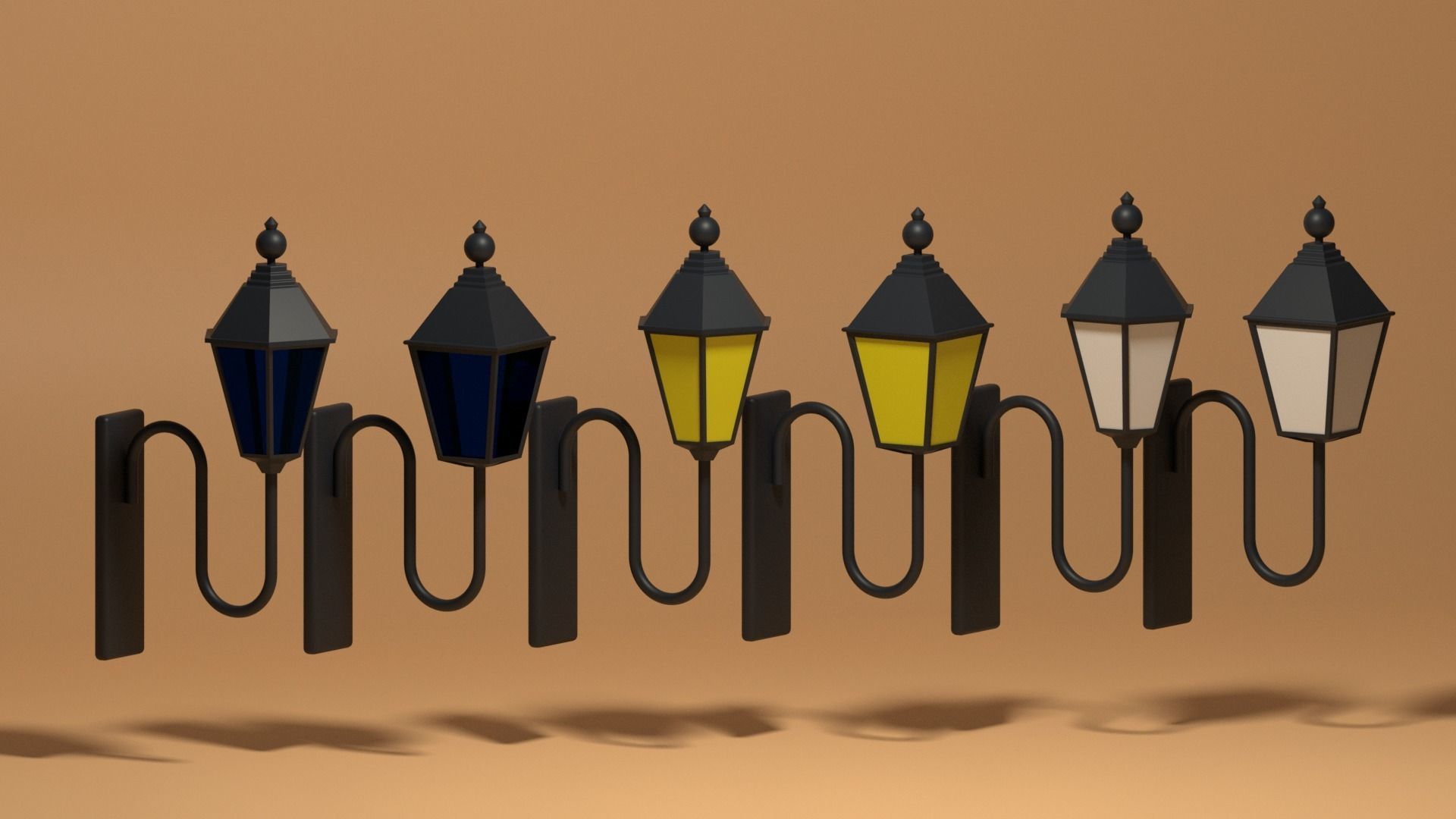 Cartoon Wall Lamps Collection 3D model_3