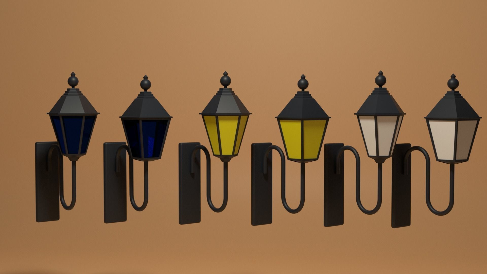 Cartoon Wall Lamps Collection 3D model_5