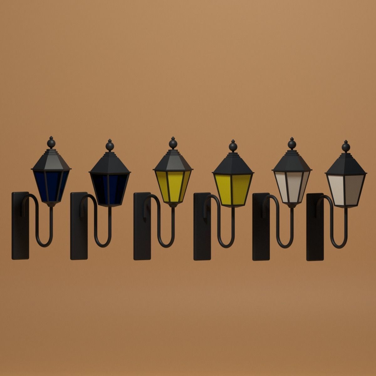 Cartoon Wall Lamps Collection 3D model_7