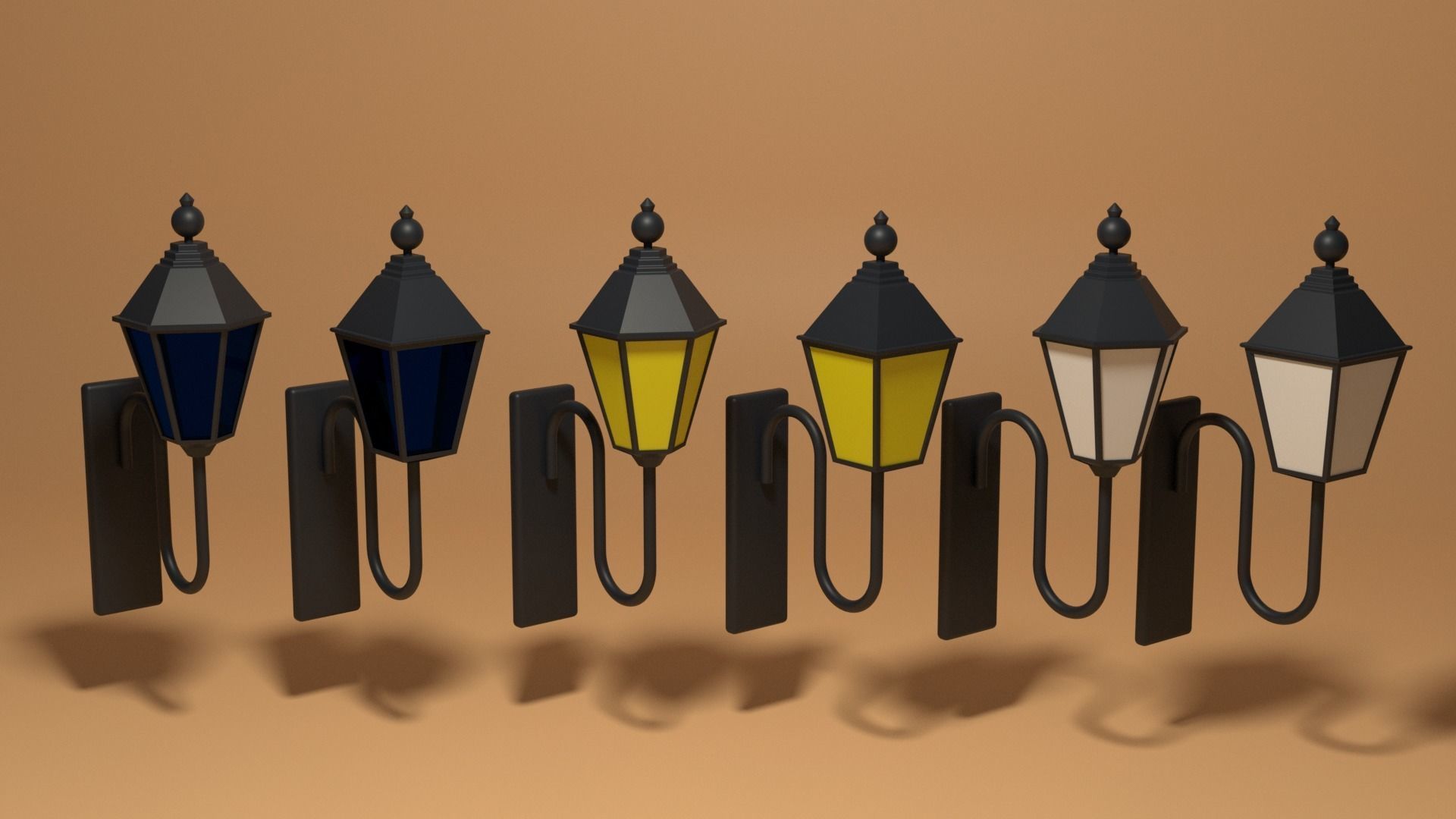 Cartoon Wall Lamps Collection 3D model_2