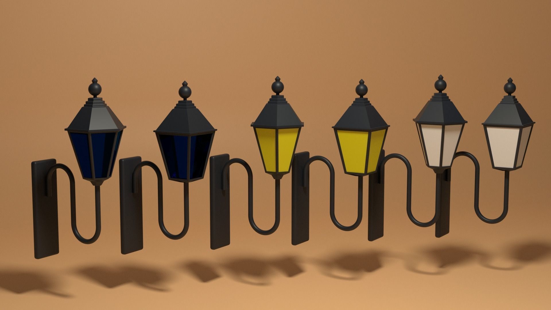 Cartoon Wall Lamps Collection 3D model_4