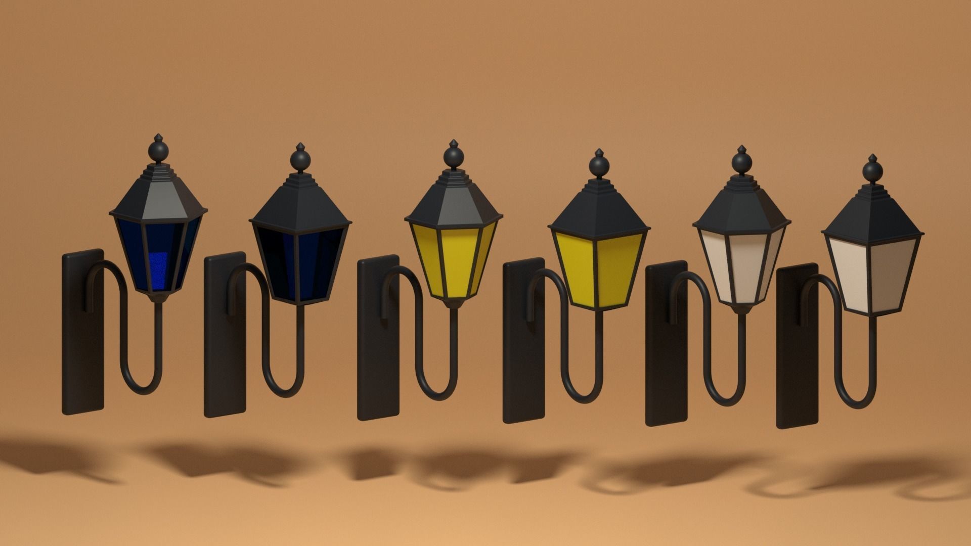 Cartoon Wall Lamps Collection 3D model_1