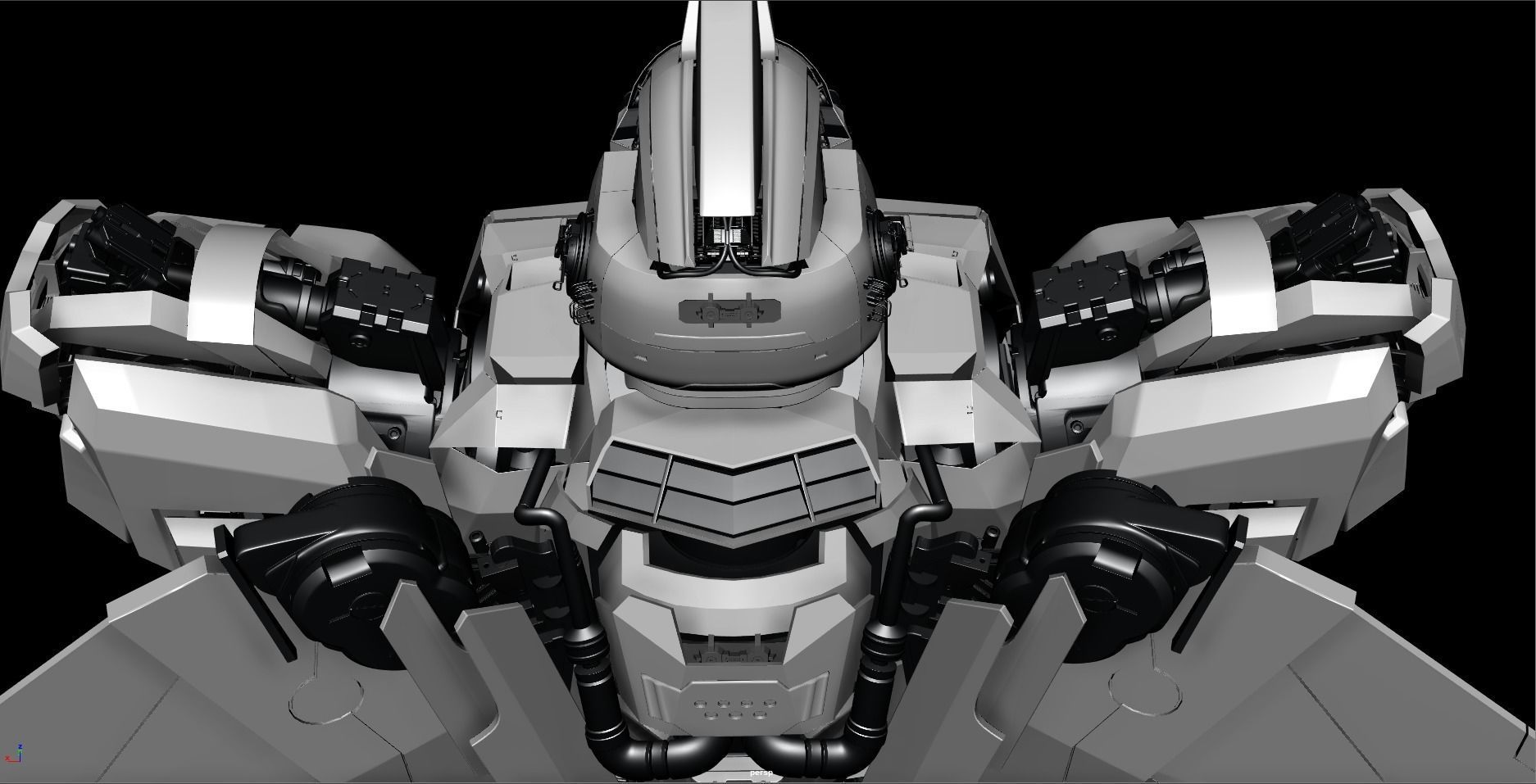 Gundam silver robot with eyes 3D model_3