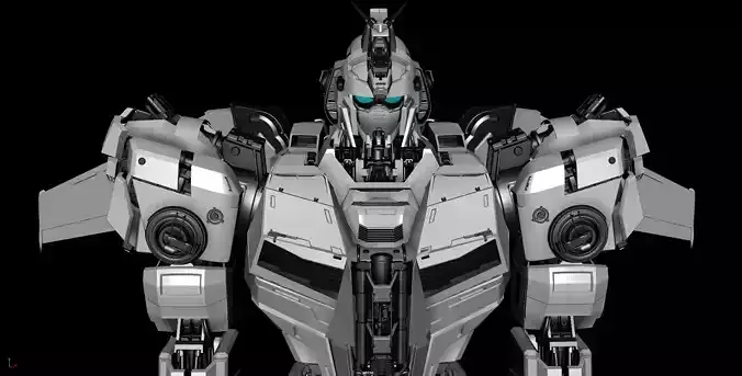 Gundam silver robot with eyes 3D model
