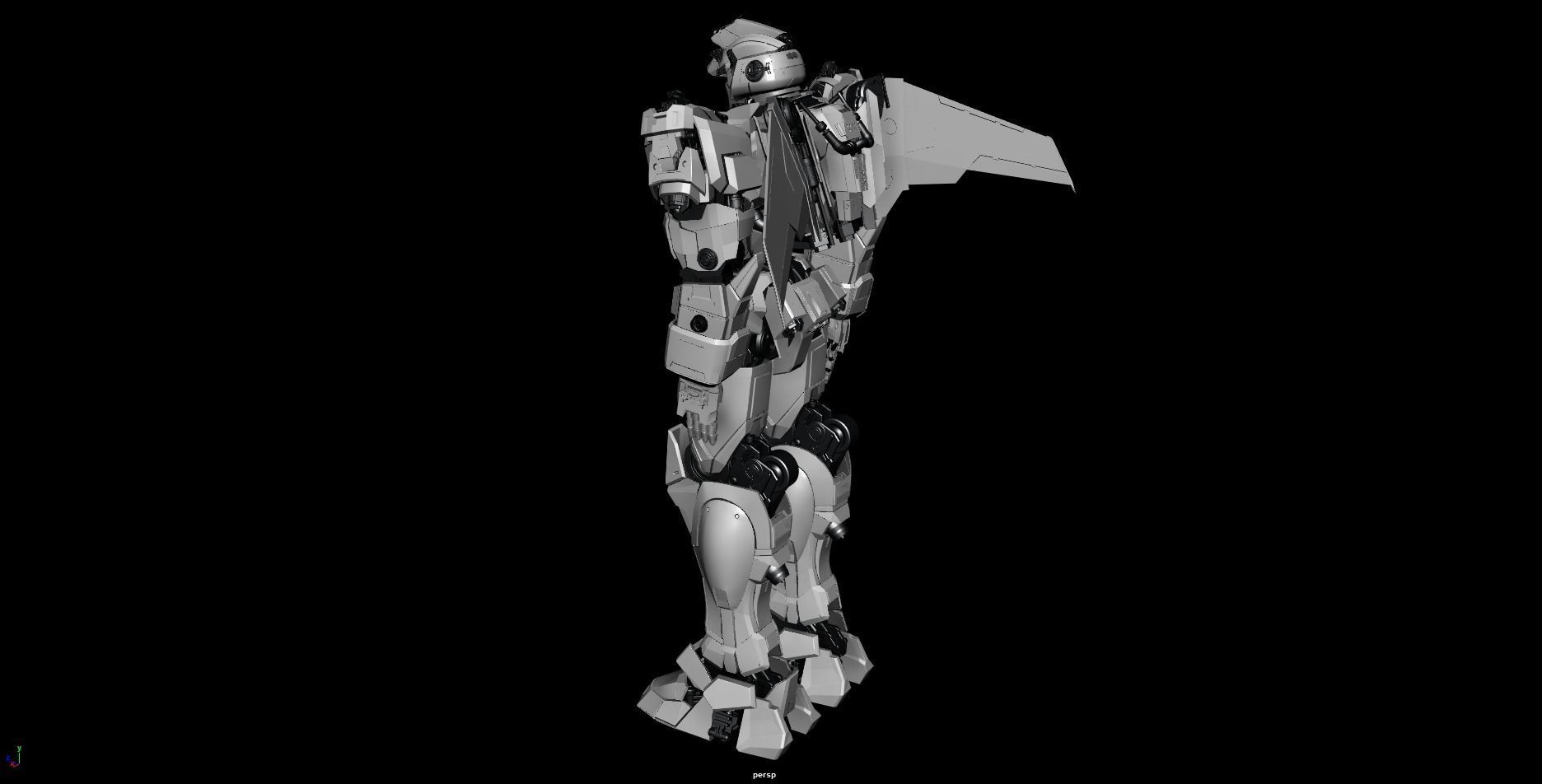 Gundam silver robot with eyes 3D model_2
