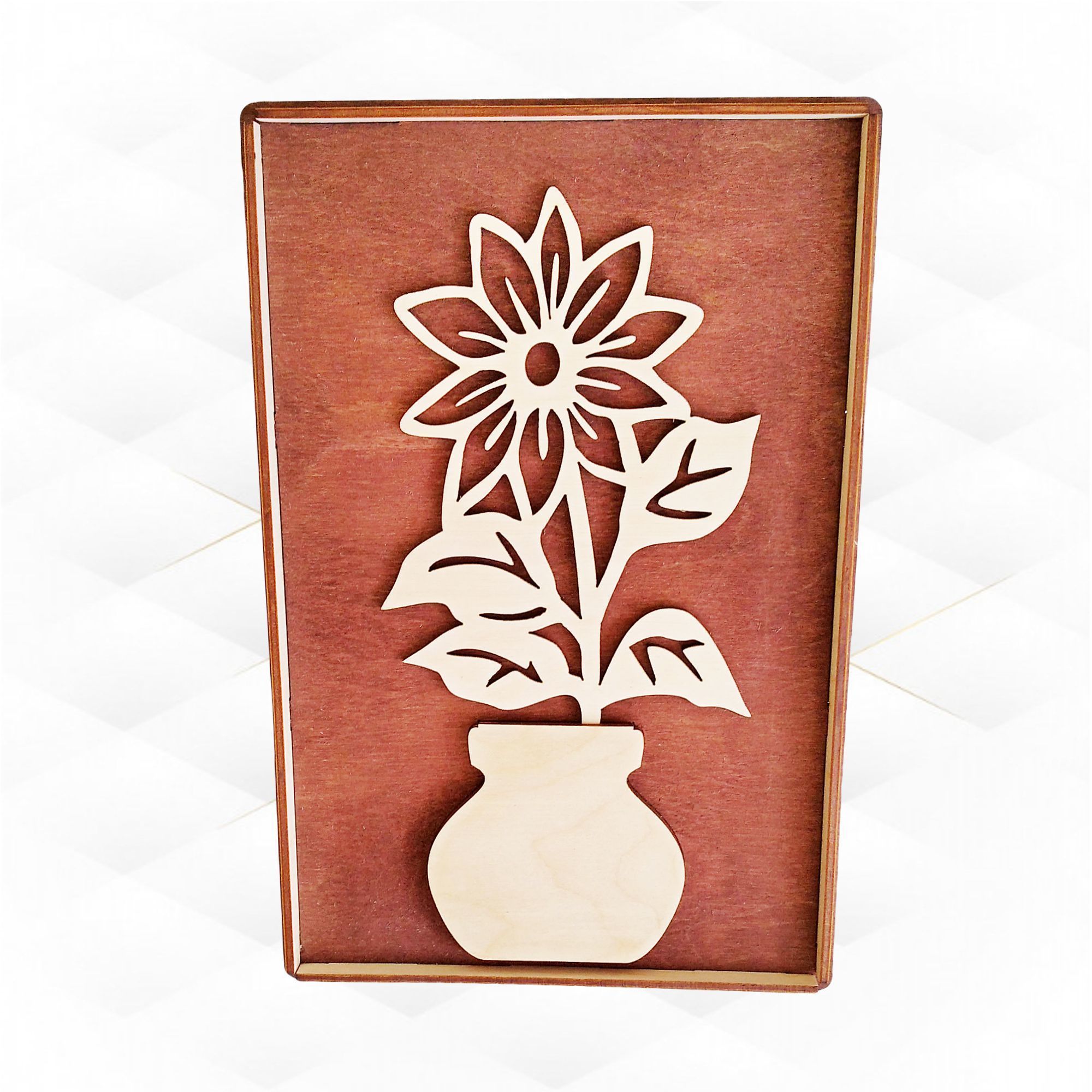 Wall decor vase with flower laser cut design Flowers silhouette 3D