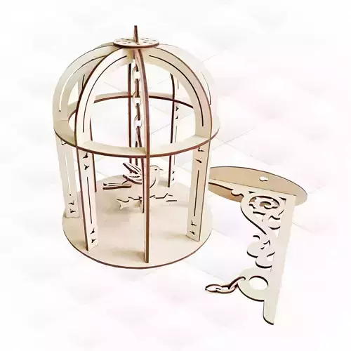 Decorative bird cage vector drawings for laser machine 3D print model