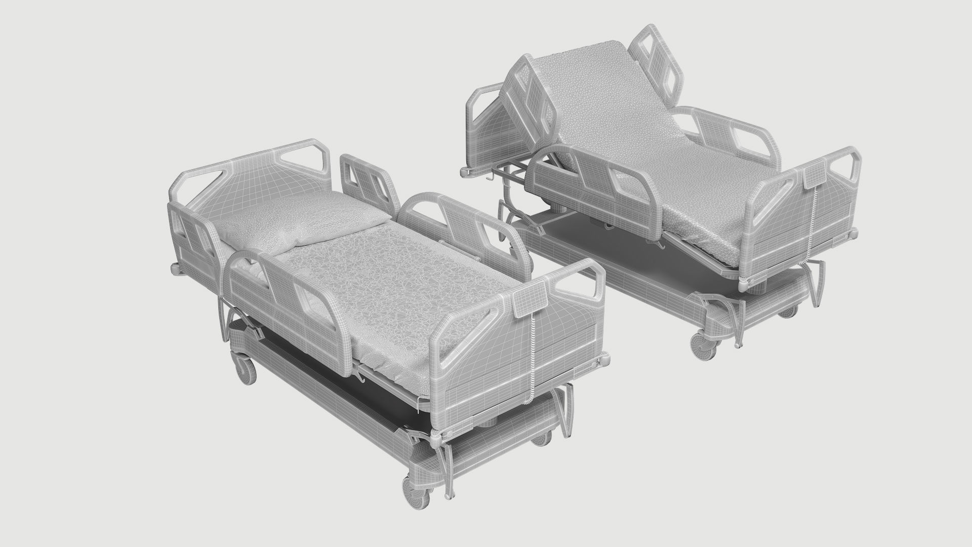 Hospital bed 3D model_7