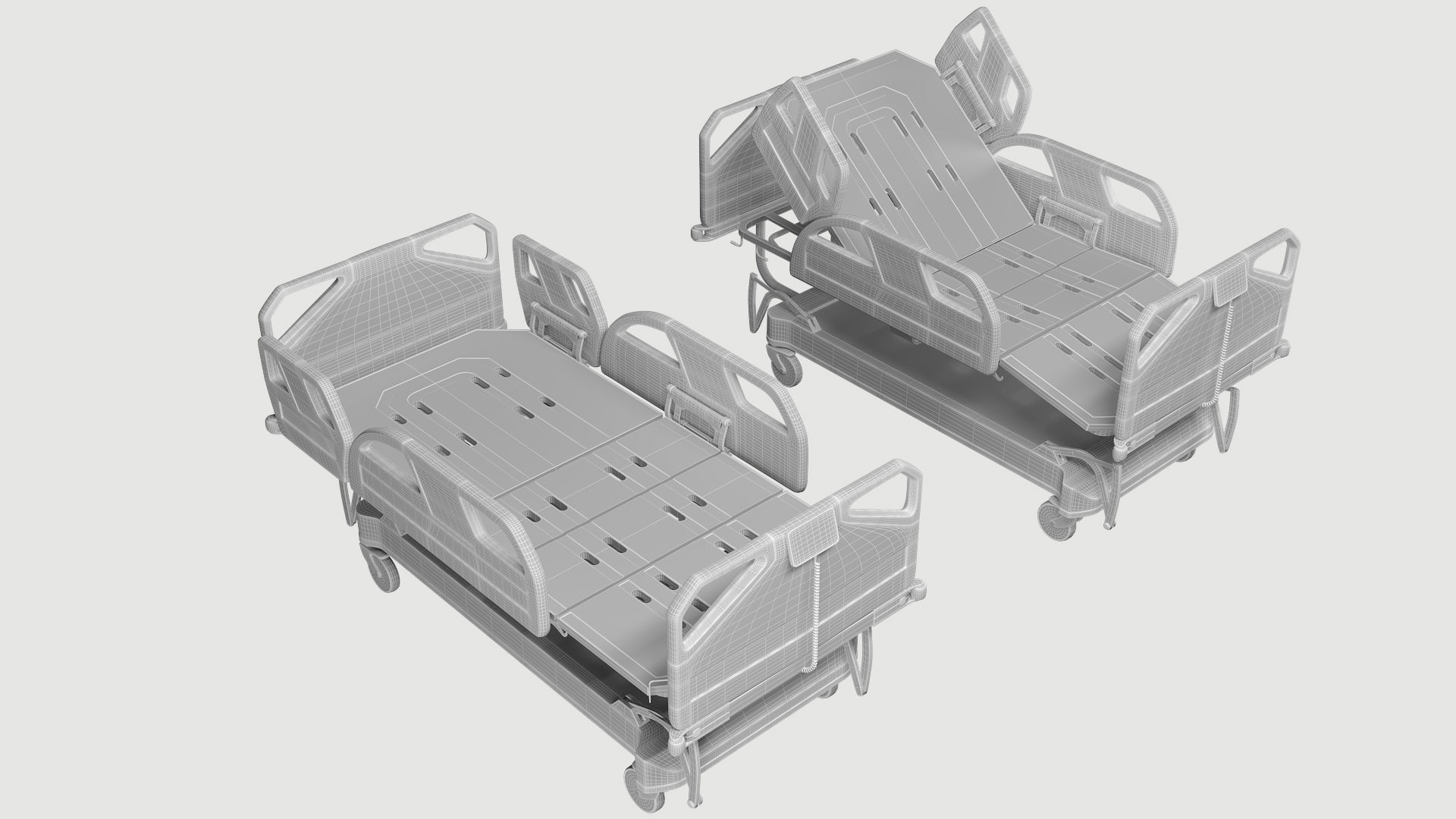 Hospital bed 3D model_8