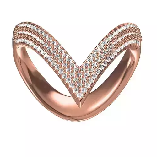 V Shape Diamond Set Engagement Ring for Women