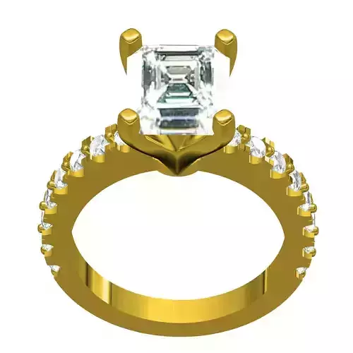 Emerald Cut Diamond Ring With Micro Pave Setting